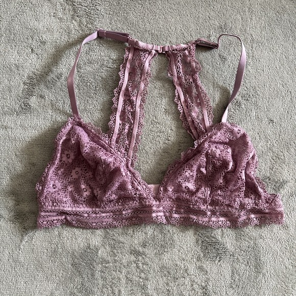 Victoria's Secret Other - Victorias Secret Bralette Large Purple Sheer Lace Racerback NWOT‎